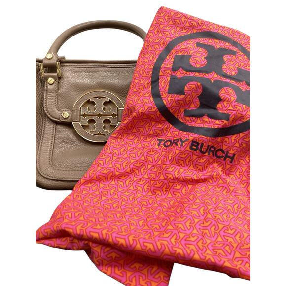 Tory Burch Purse Women’s One Size Leather Two Handles Snap Closure Taupe - Picture 7 of 9